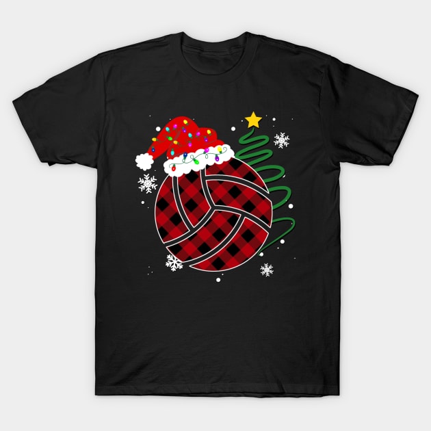 Buffalo Red Plaid Volleyball Christmas Sport Xmas Pajama T-Shirt by Sincu